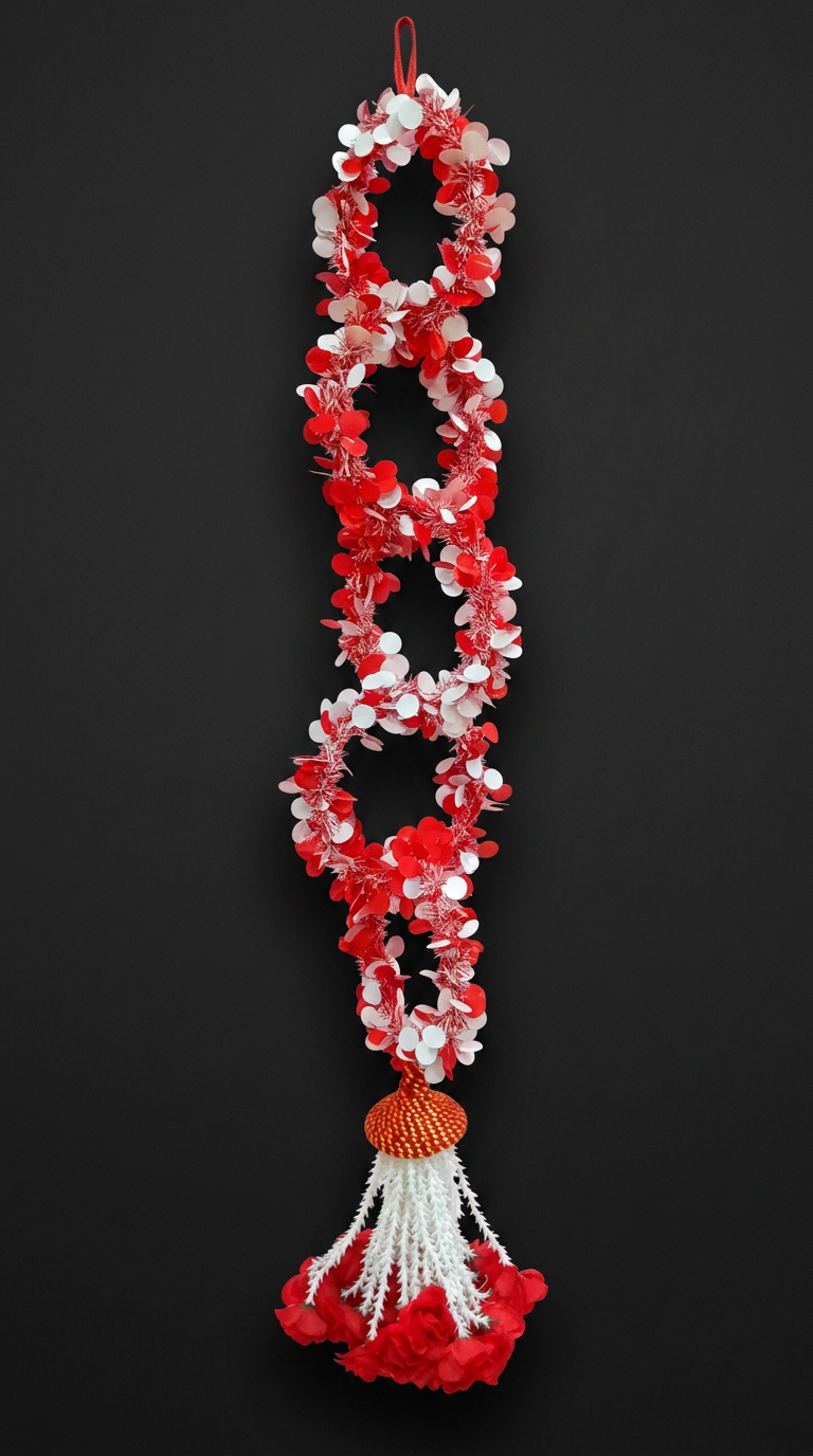 Sequin Loop Latkan in Scarlet & White
