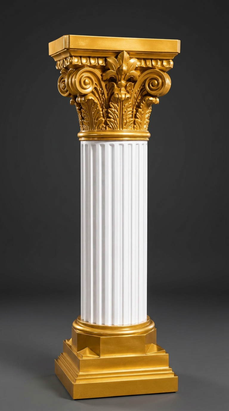 White & Gold Corinthian Fluted Pedestal