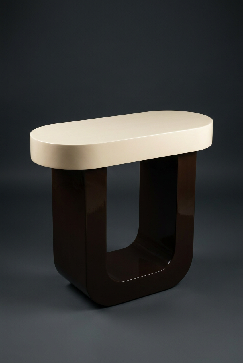 Loop Pedestal Console in Cream & Chocolate