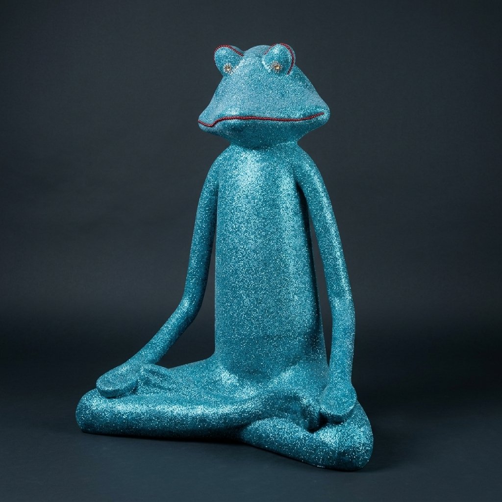 Glittering Meditating Frog Statue