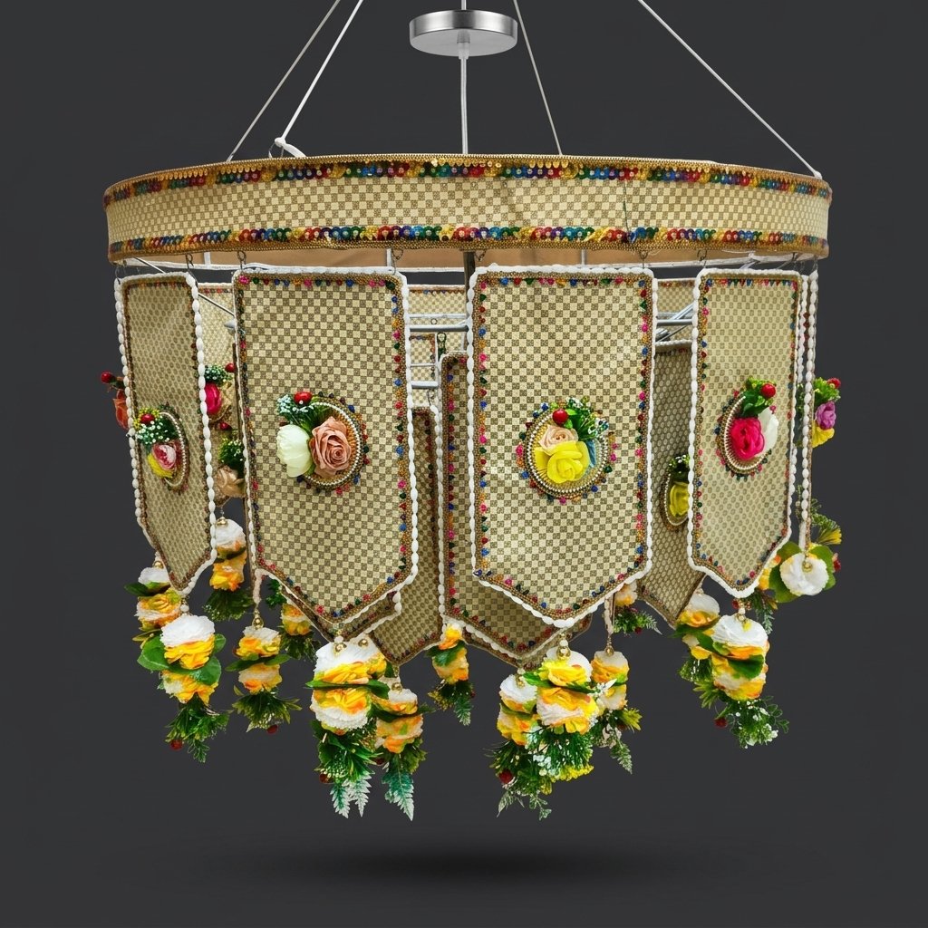 Floral Fabric Jhumar Chandelier