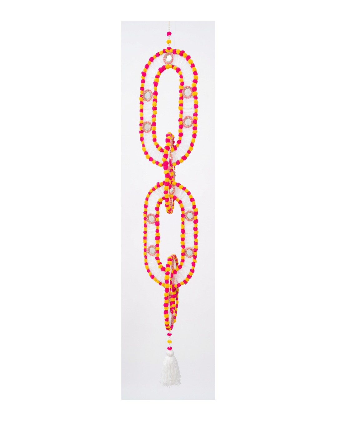 Pink Yellow Pom Mirror Chain Links