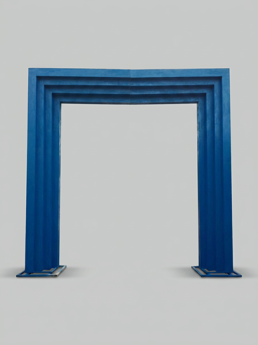Blue Stepped Rectangular Wooden Gate