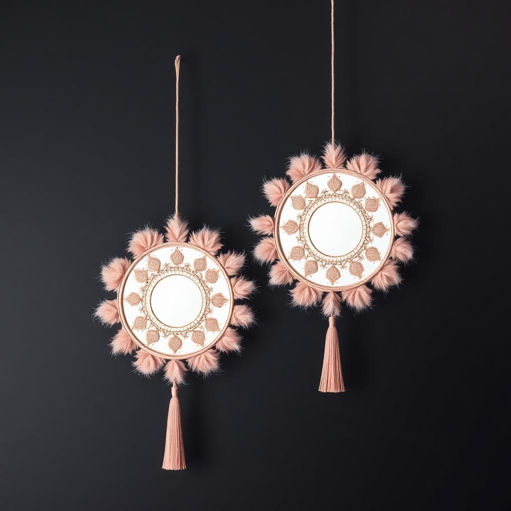 Feather Mandala Pair in Blush Pink