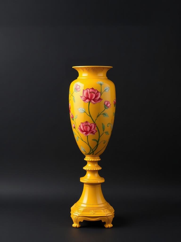 Lotus Folk Vase in Marigold Hand-painted