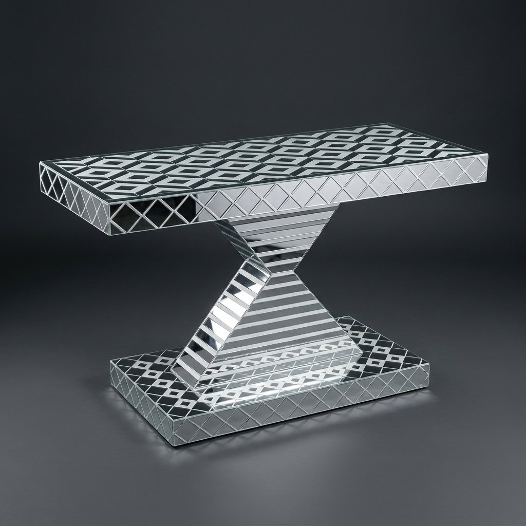 Geometric Mirrored Console Table