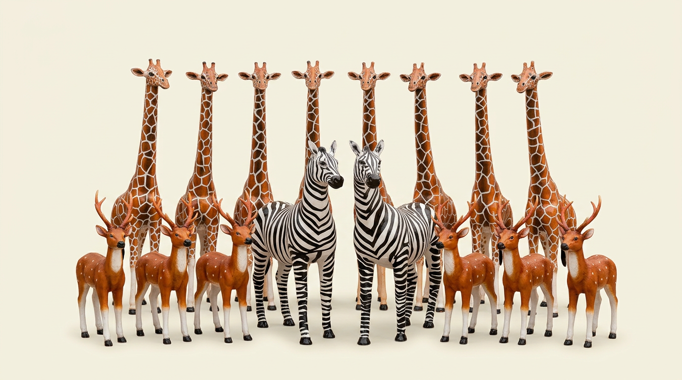 Safari Herd in Natural Hand-painted