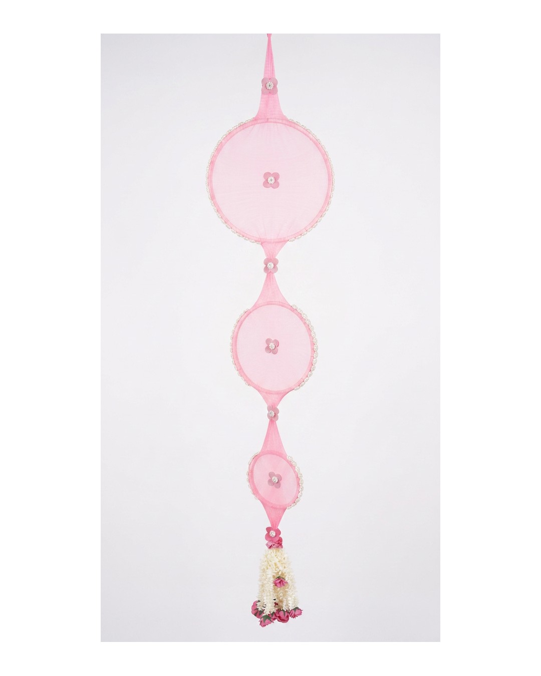 Pink Triple Oval Tassel Hanging