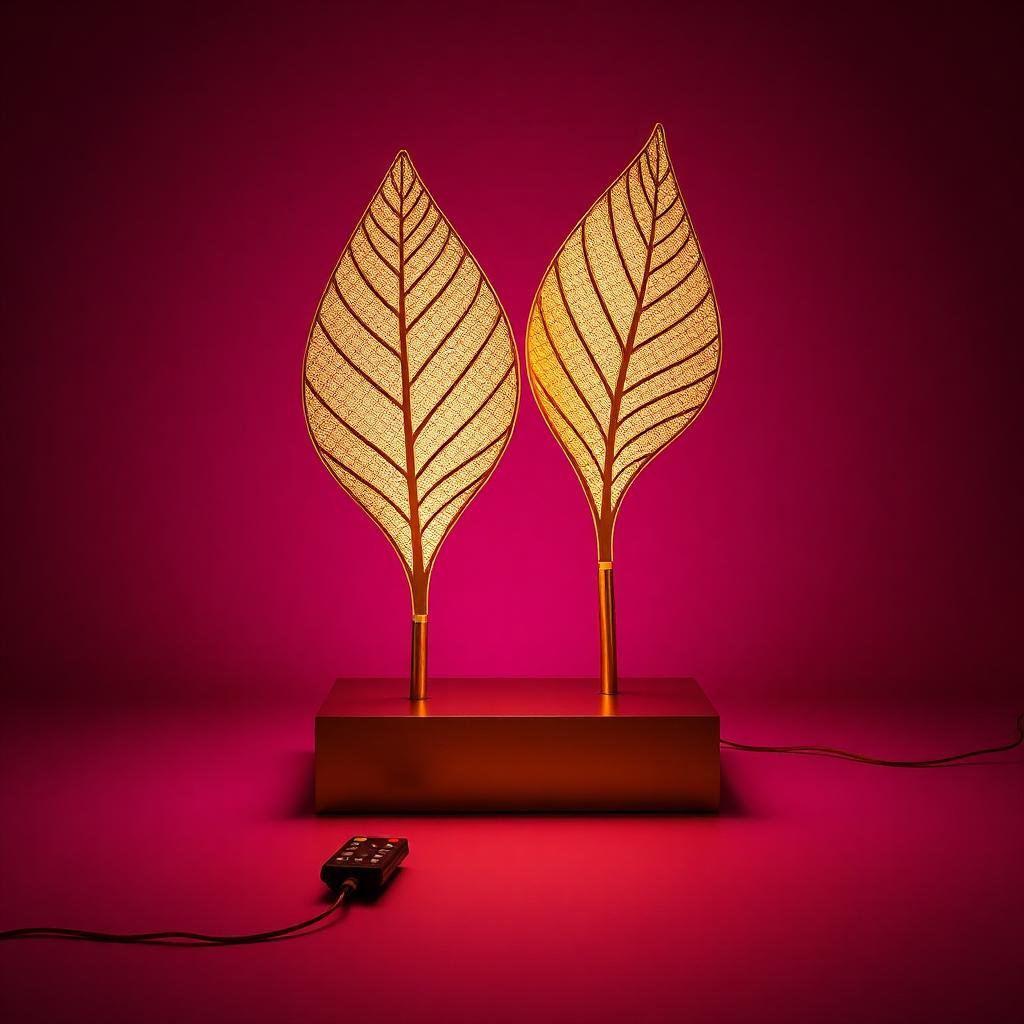 Illuminated Leaf Sculpture in Gold & Warm White