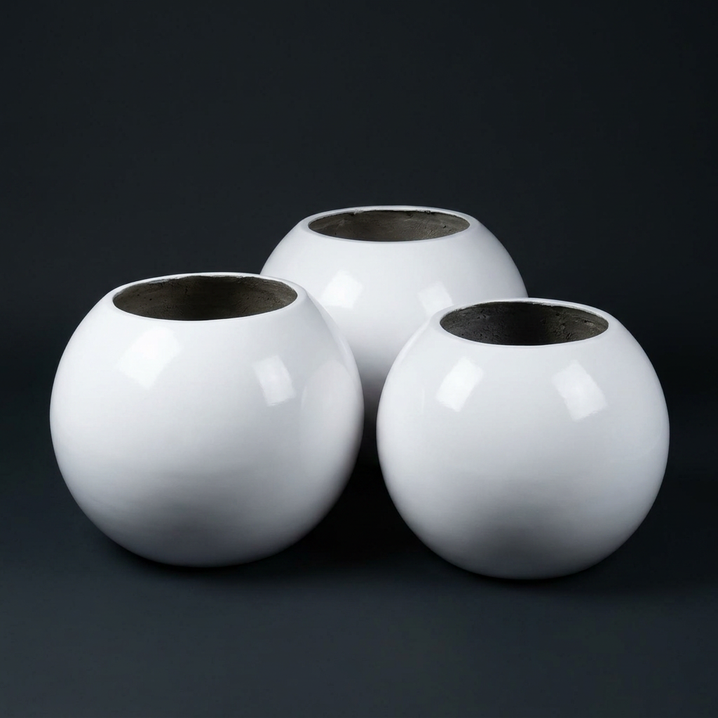 Sphere Planter Bowls in Gloss White
