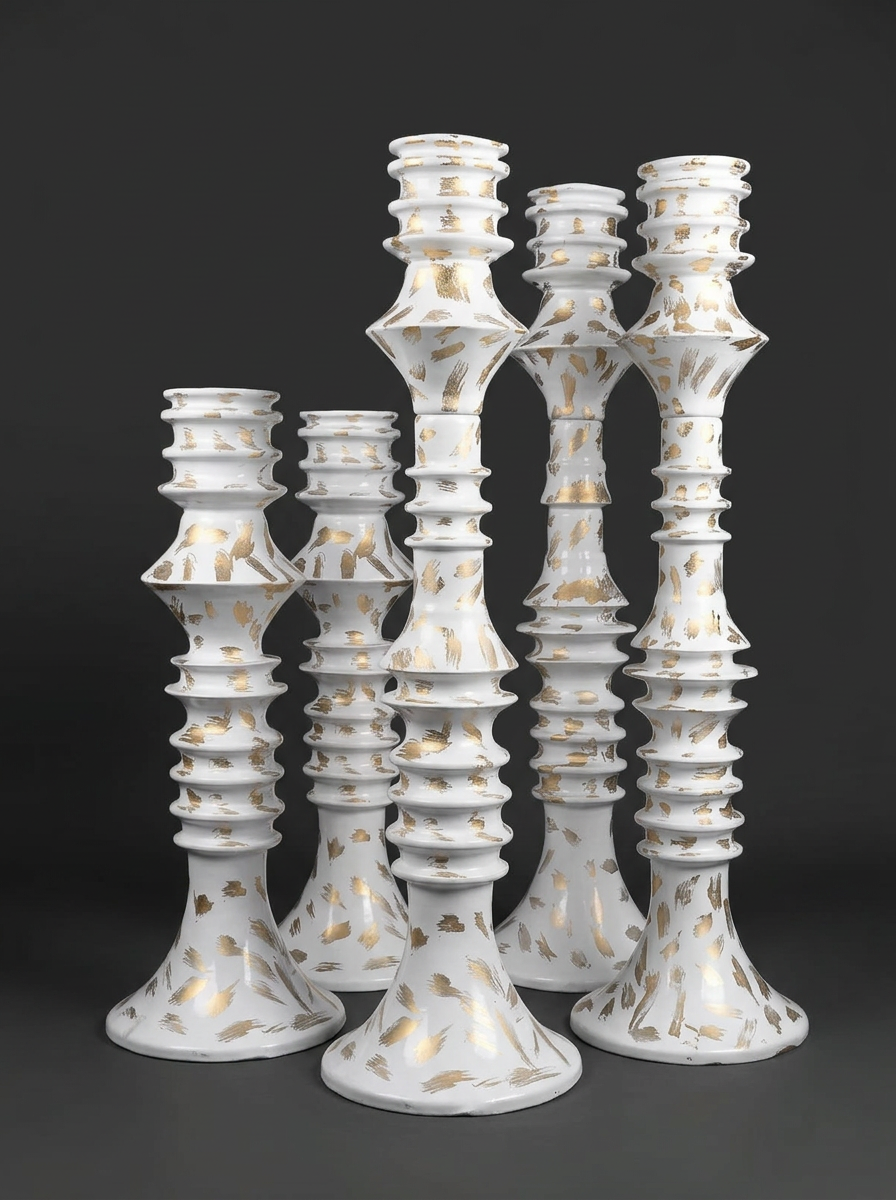 Gilded Baluster Pillars in Ivory & Gold