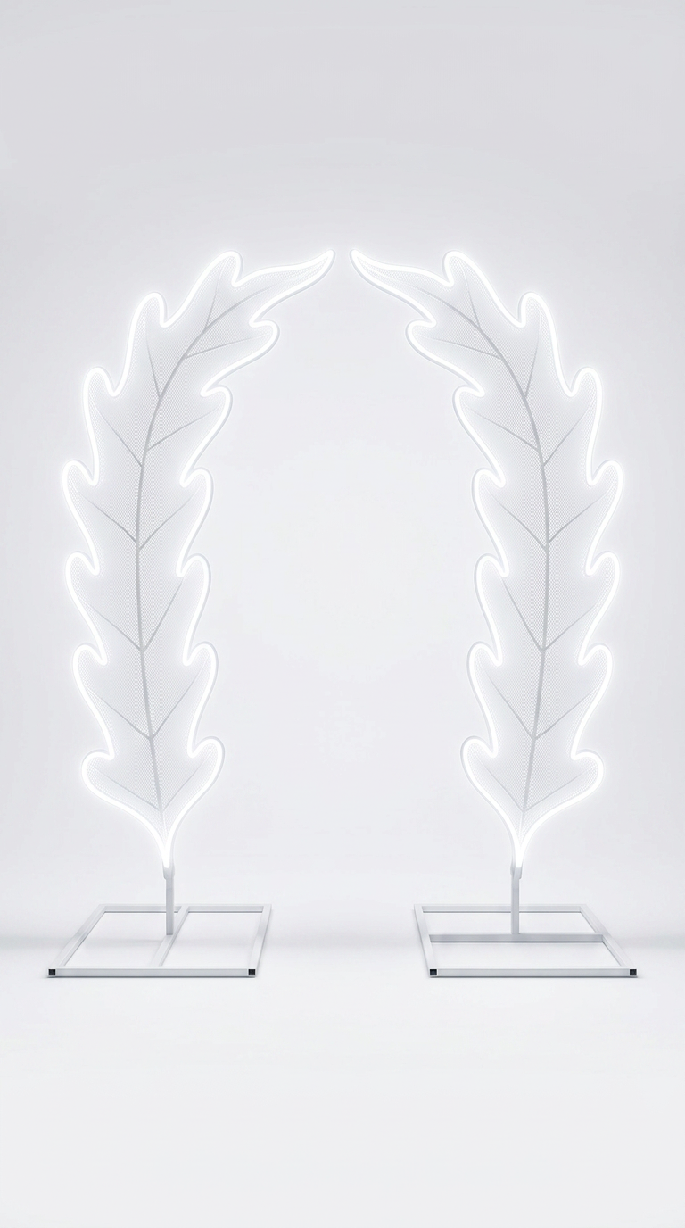 Neon LED Leaf Arch Entryway Pair