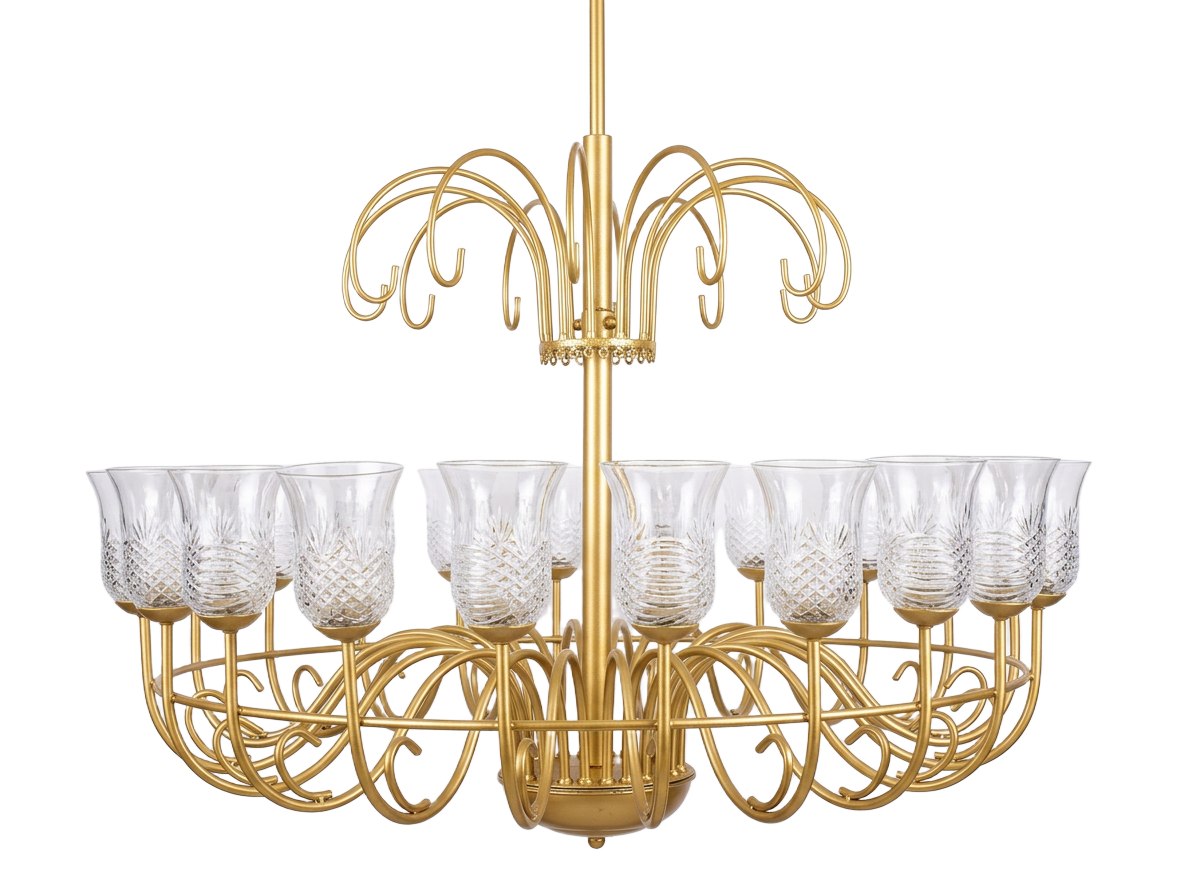 Gold Iron Crystal Tulip Chandelier