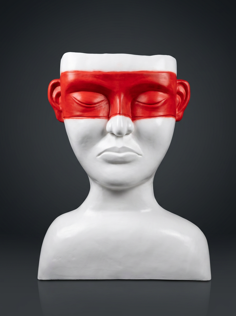 Blindfold Bust in White & Scarlet