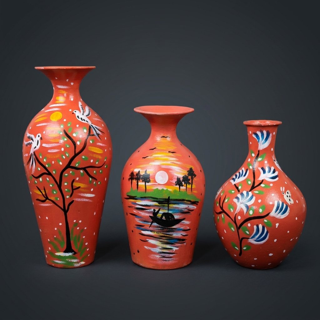 Hand-Painted Terracotta Vases