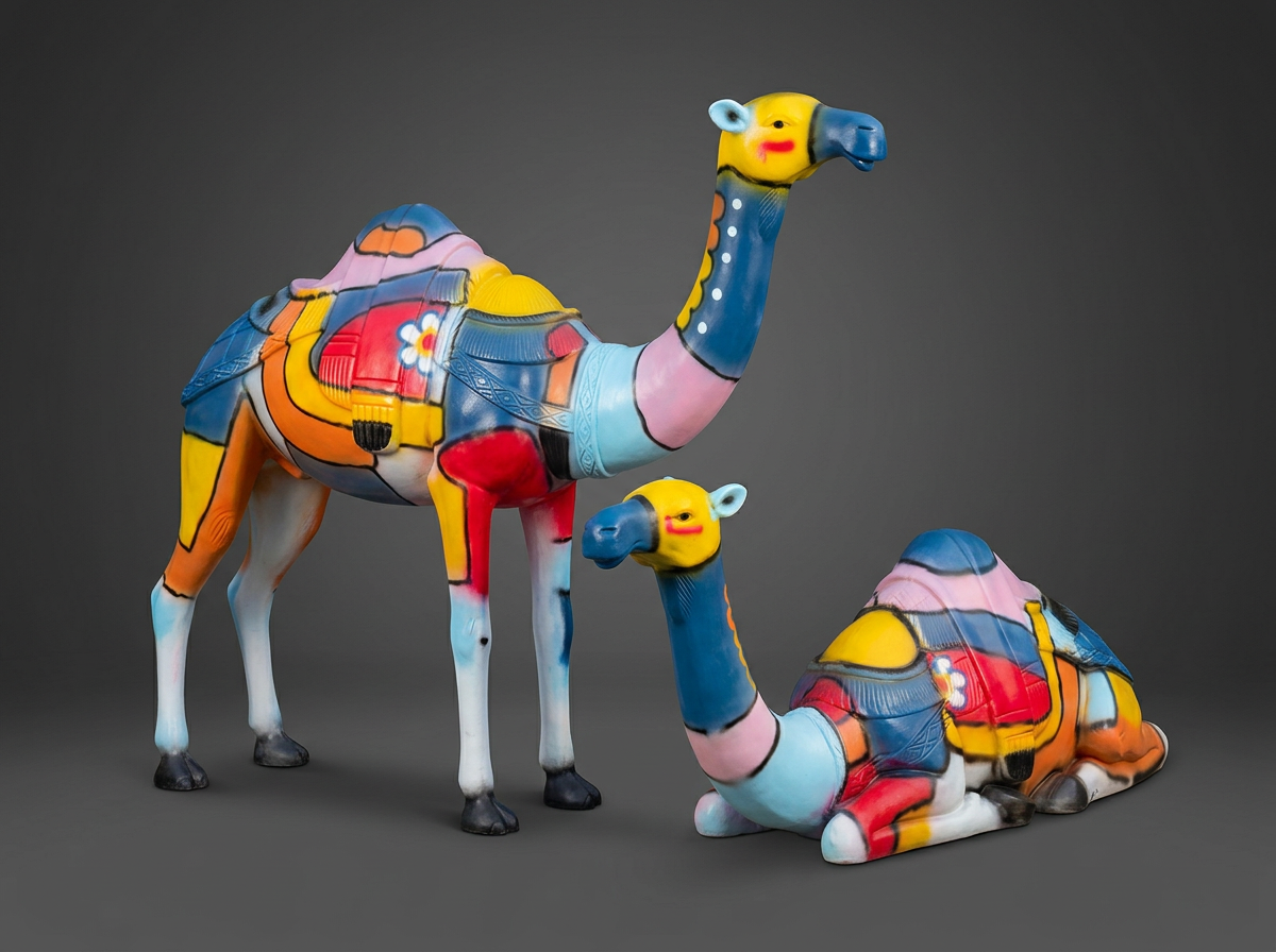 Pop Art Camel Pair in Multicolour
