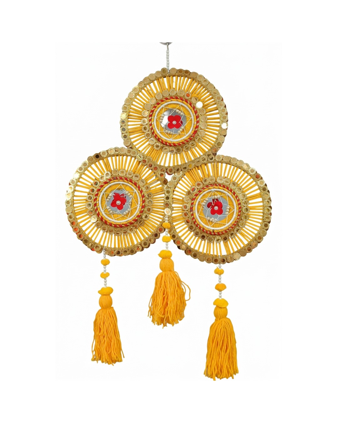 Yellow Gold Triple Mirror Hanging