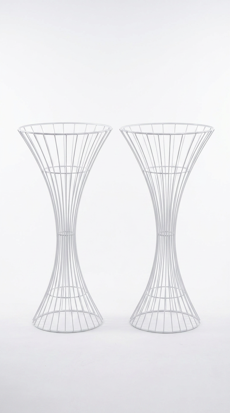 White Hourglass Pedestal Pair