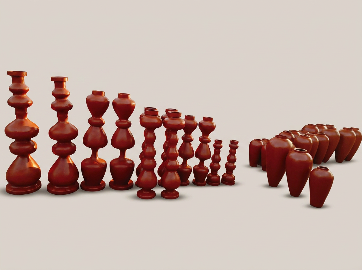 Turned Pillar Collection in Burnished Red