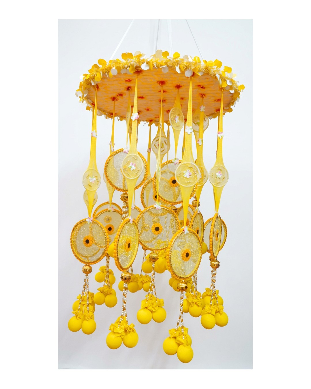 Yellow Chandelier Pom Tassels