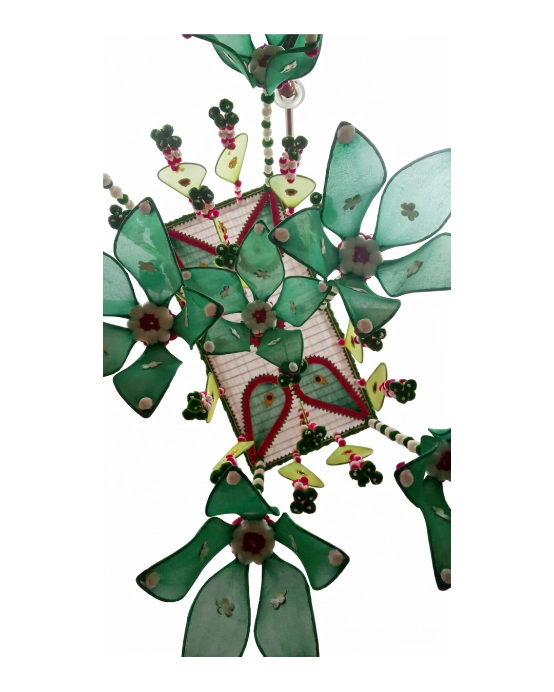 Green Floral Square Hanging
