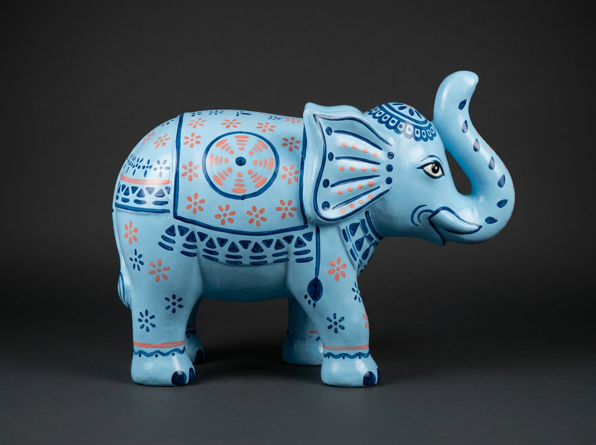 Coral Blue Elephant in Powder Blue