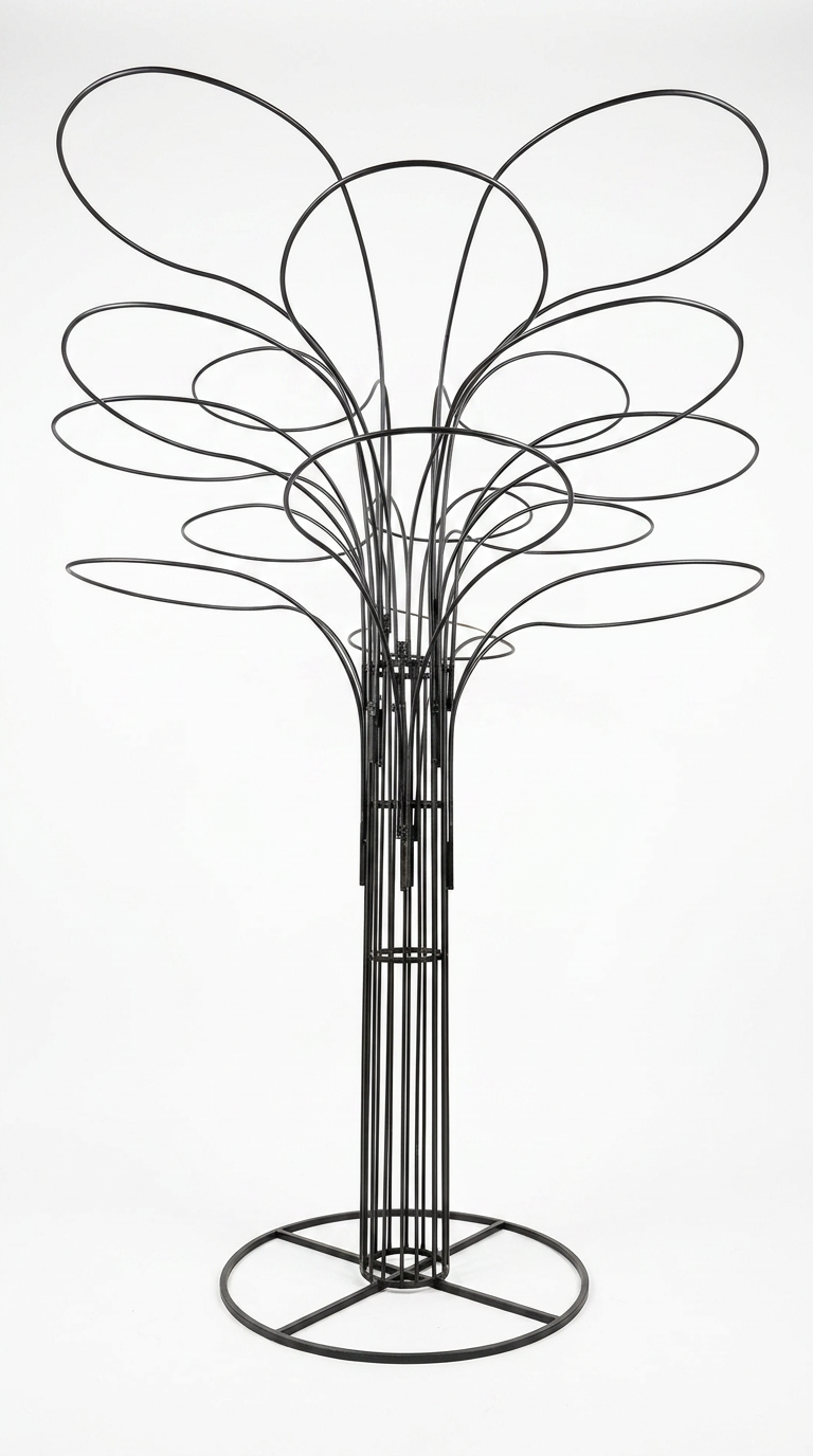 Black Wire Peacock Flower Floor Stand