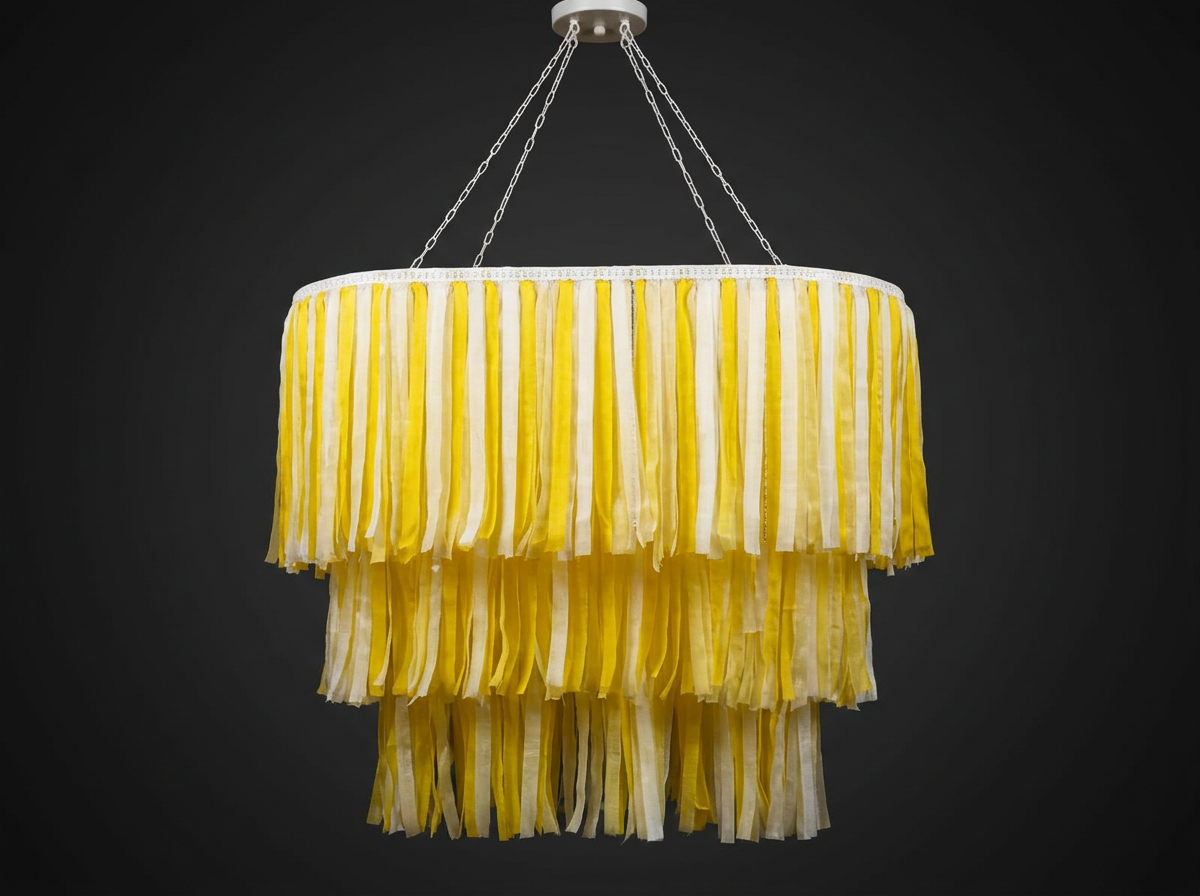 Yellow Ribbon Chandelier in Lemon & Ivory