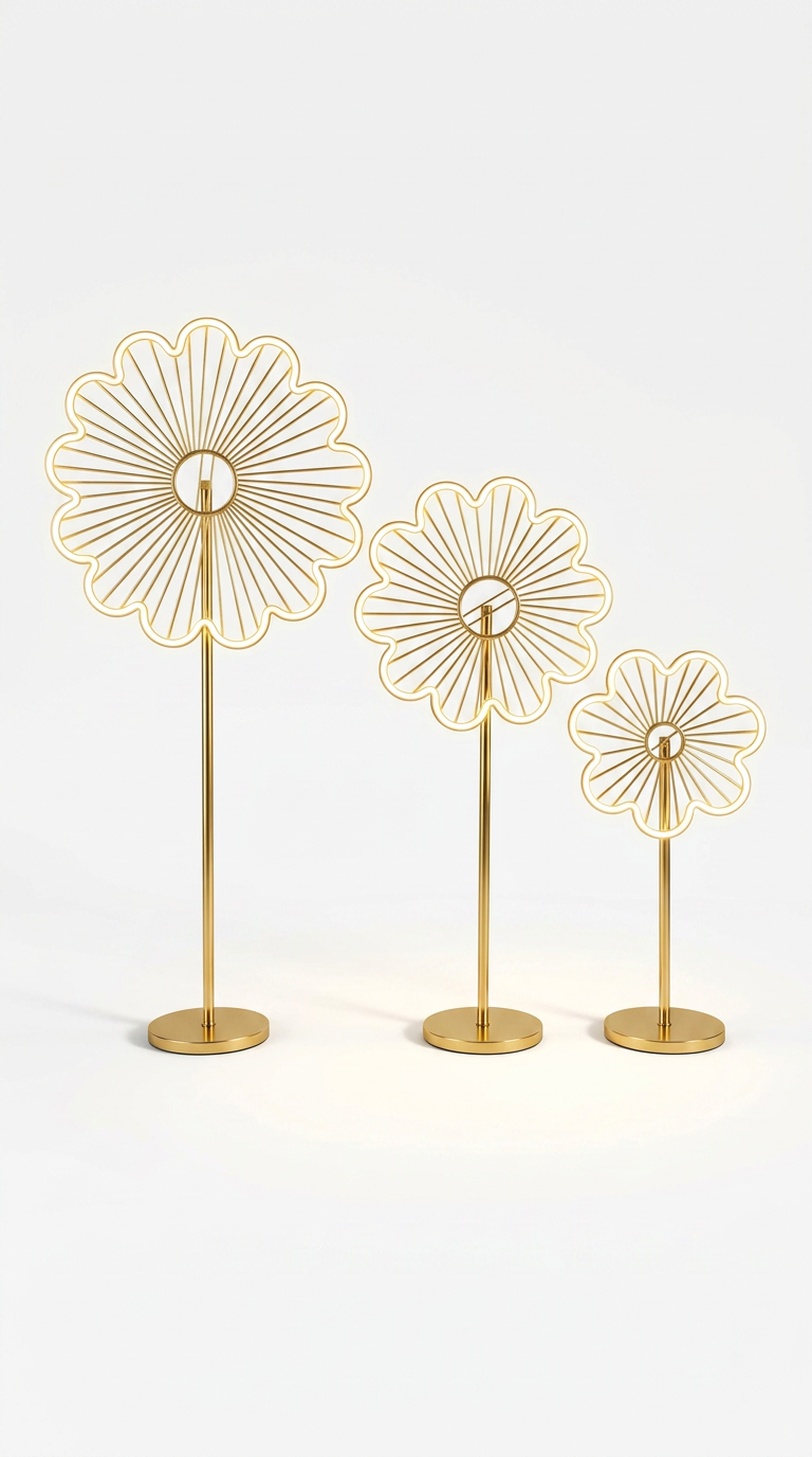 Golden Neon Daisy Floor Lamp Set