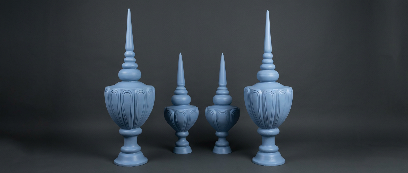 Powder Blue Fluted Spire Pillar Set