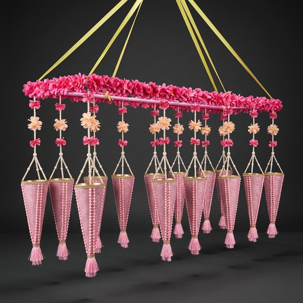 Floral Hanging Cone Decor