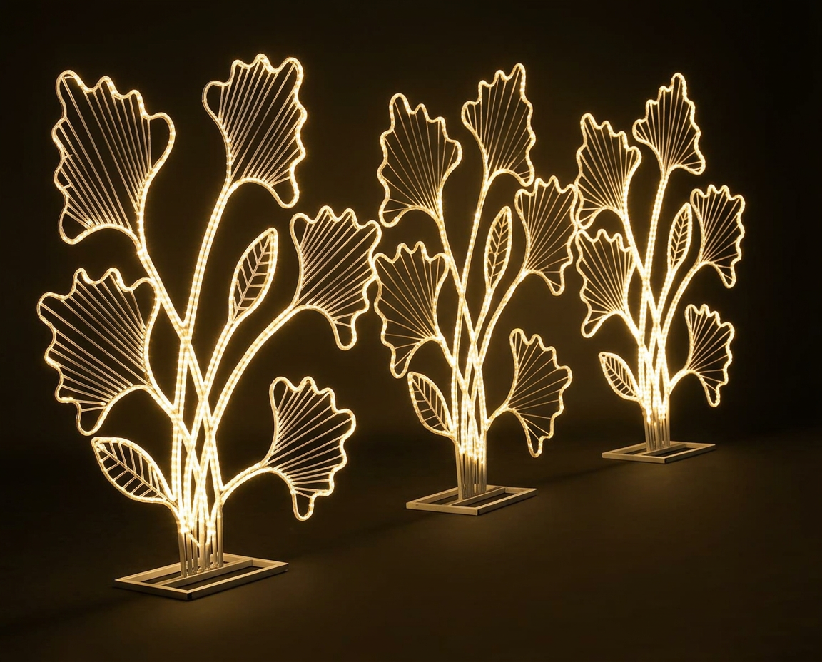 LED Ginkgo Floral Bush Set