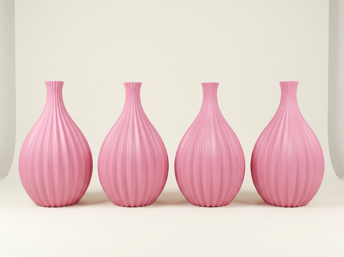 Swirl Floor Vase Set in Rose Pink