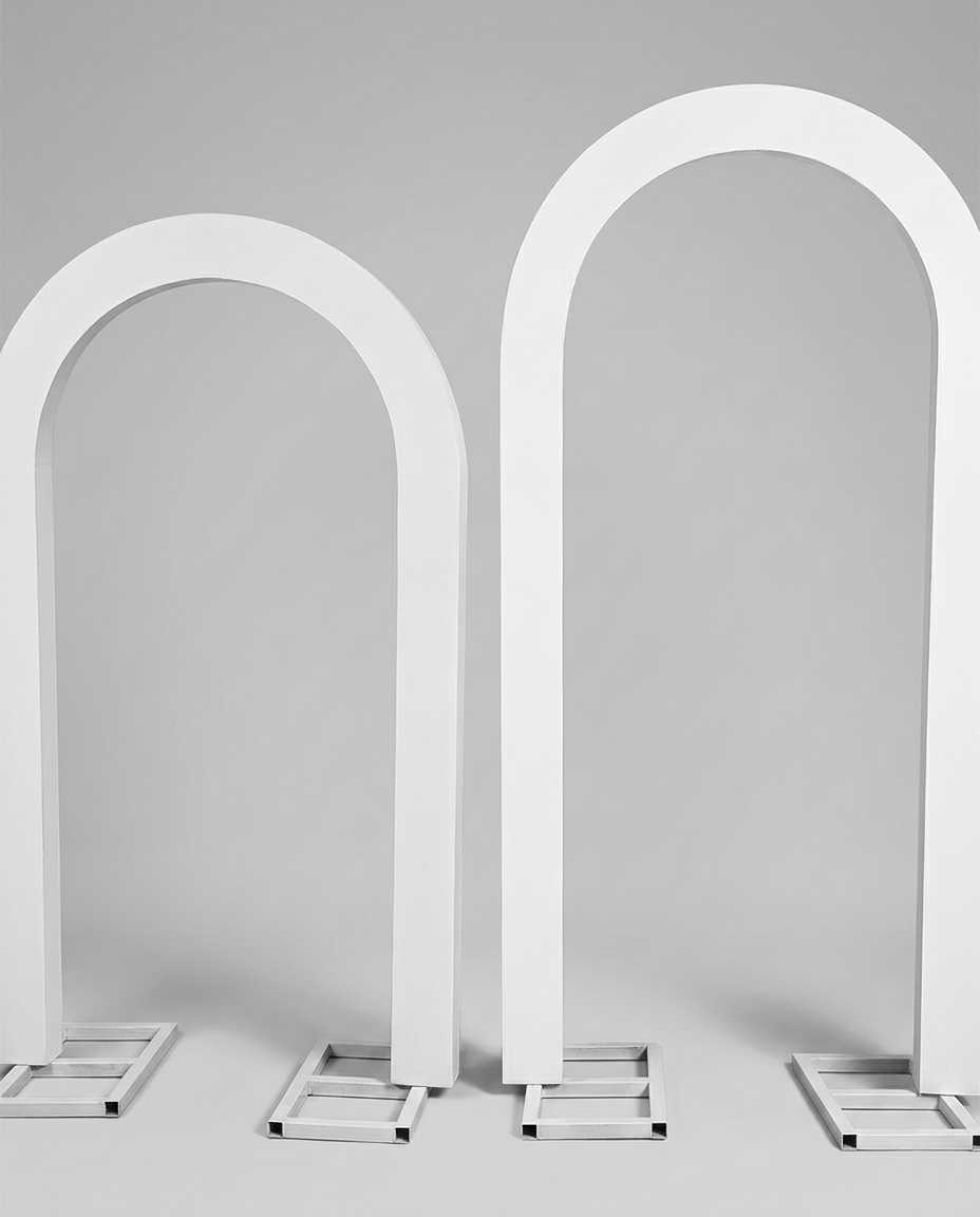 White Slender Arch Frame Pair Wooden Gate