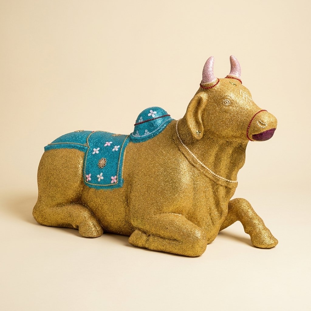 Glittering Nandi Bull Statue