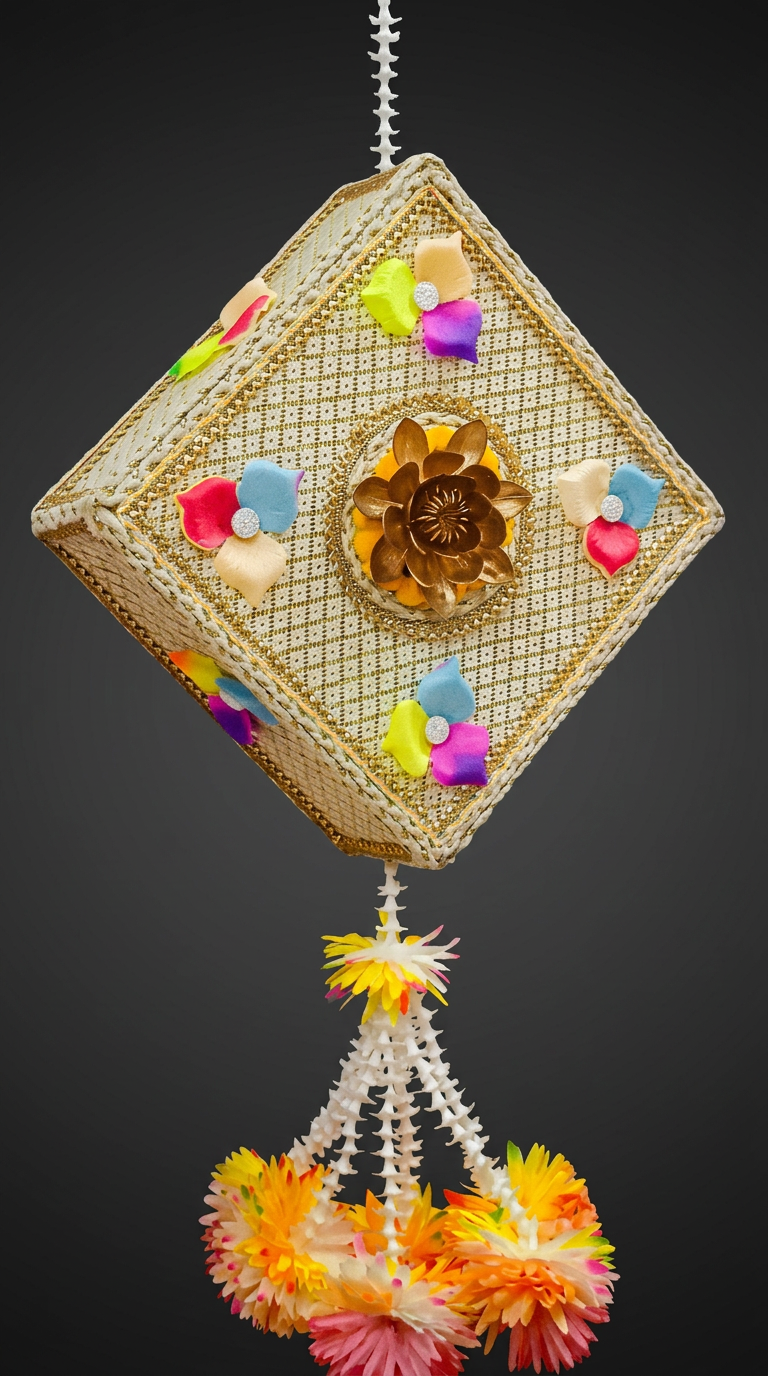 Jute Kite Hanging in Natural & Gold