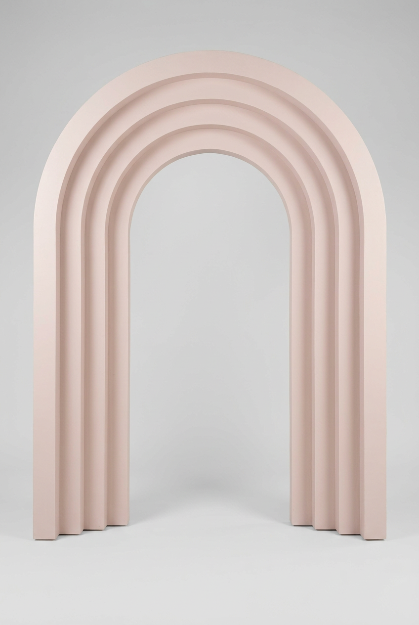 Blush Ribbed Layered Arch Wooden Gate