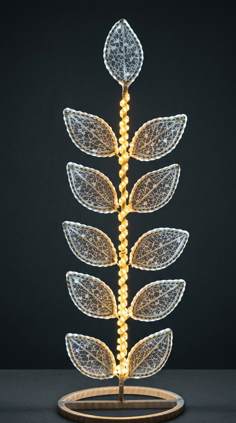 Lit Leaf Branch Lamp in Gold & Warm White