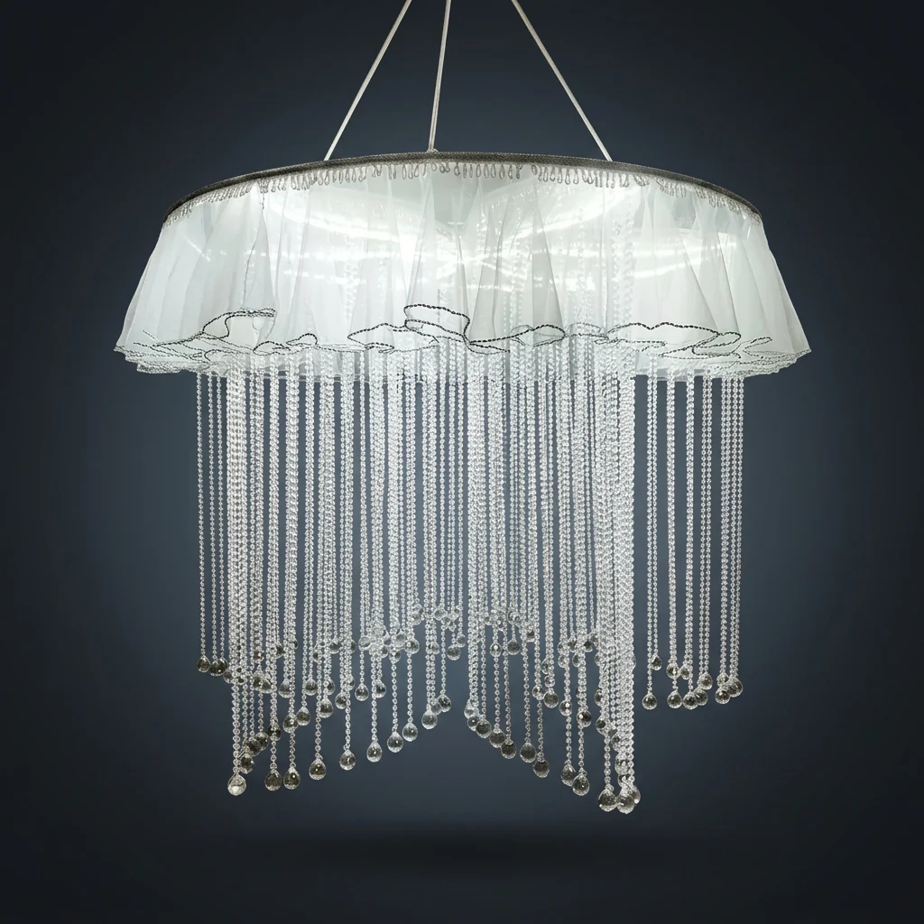 Crystal Beaded Drum Chandelier