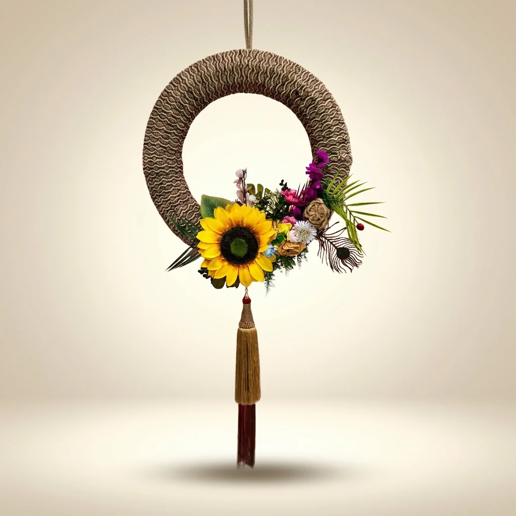 Sunflower Cane Ring Hanging