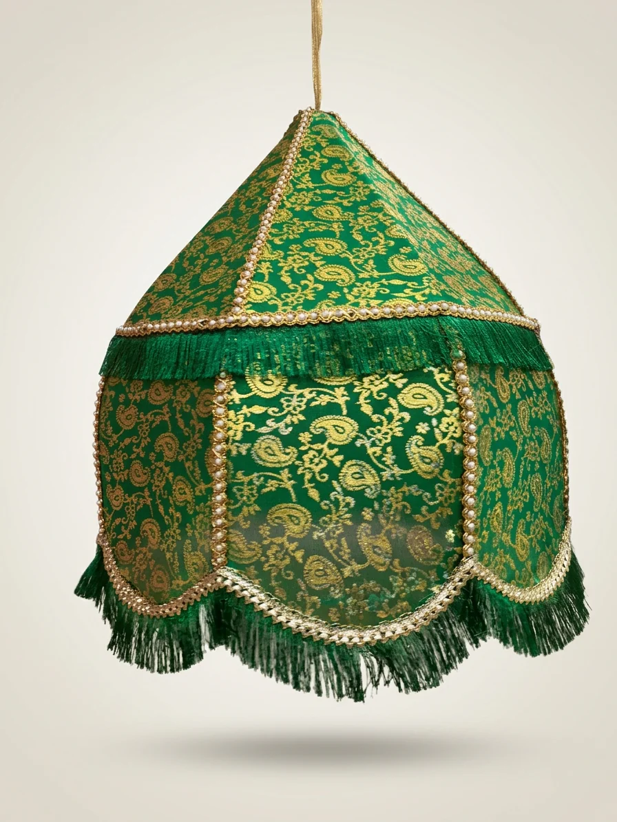 Green Brocade Umbrella Lamp Shade