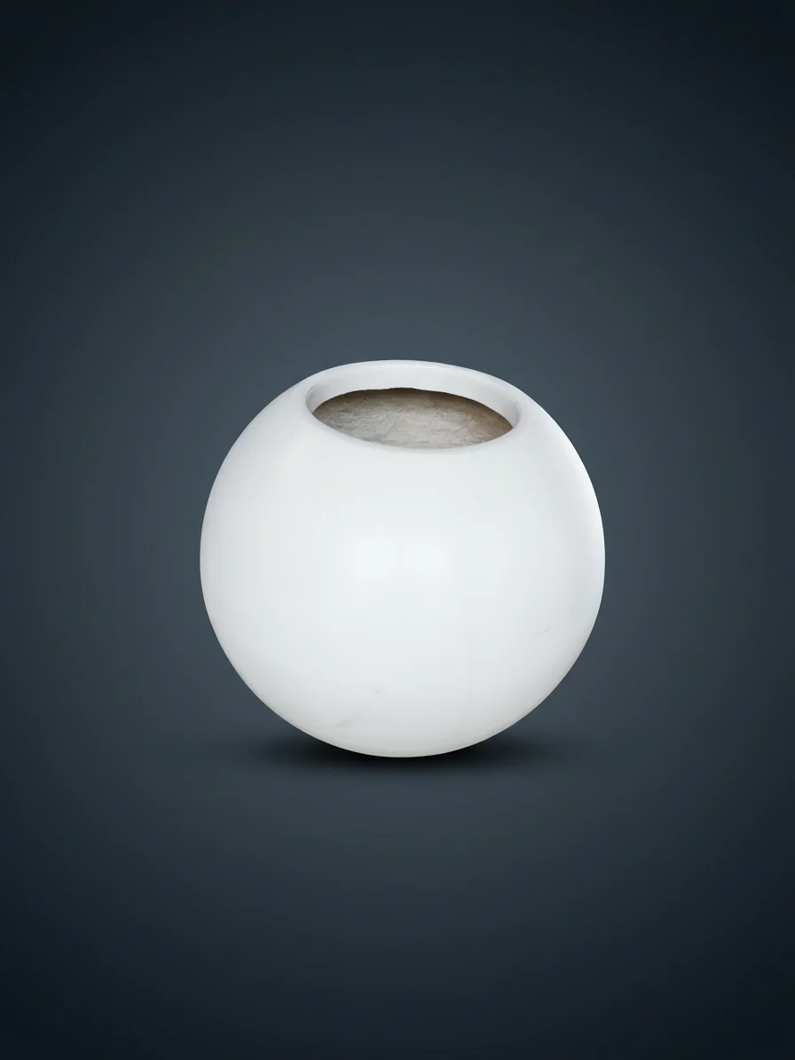 Round White Ceramic Vase