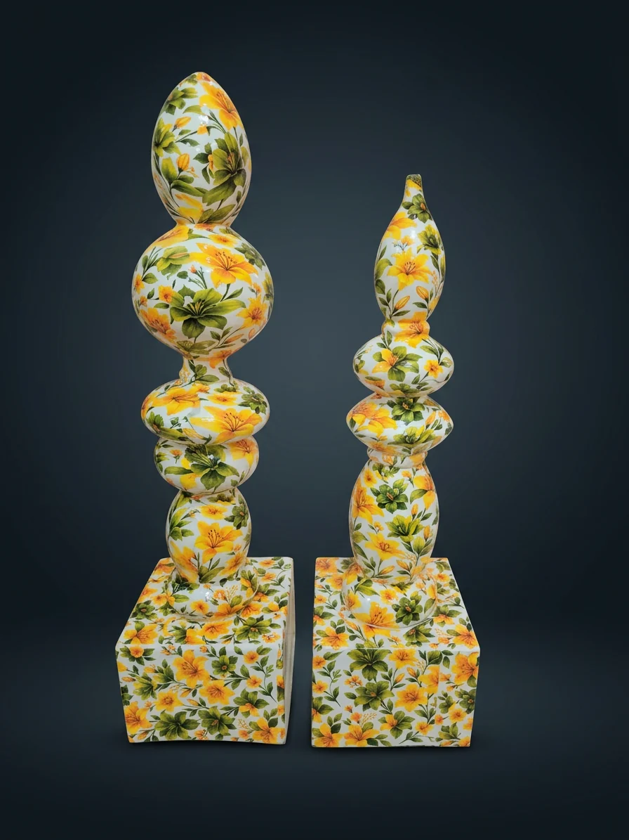 Yellow Floral Pillar Pair
