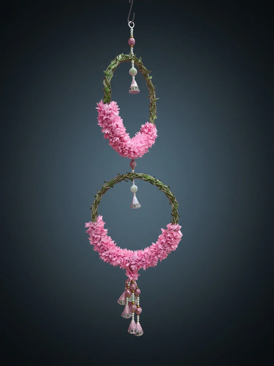 Pink Floral Double Ring Hanging