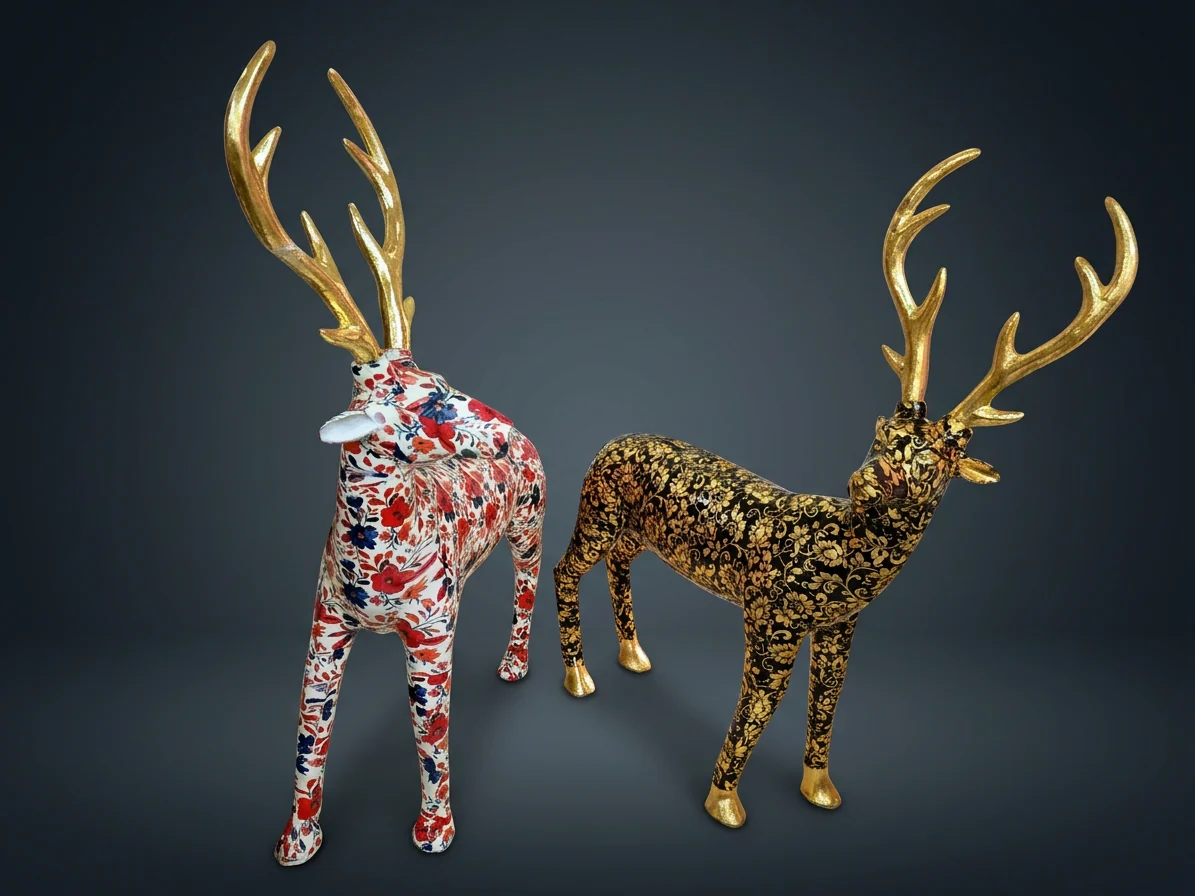 Printed and Golden Deer Pair