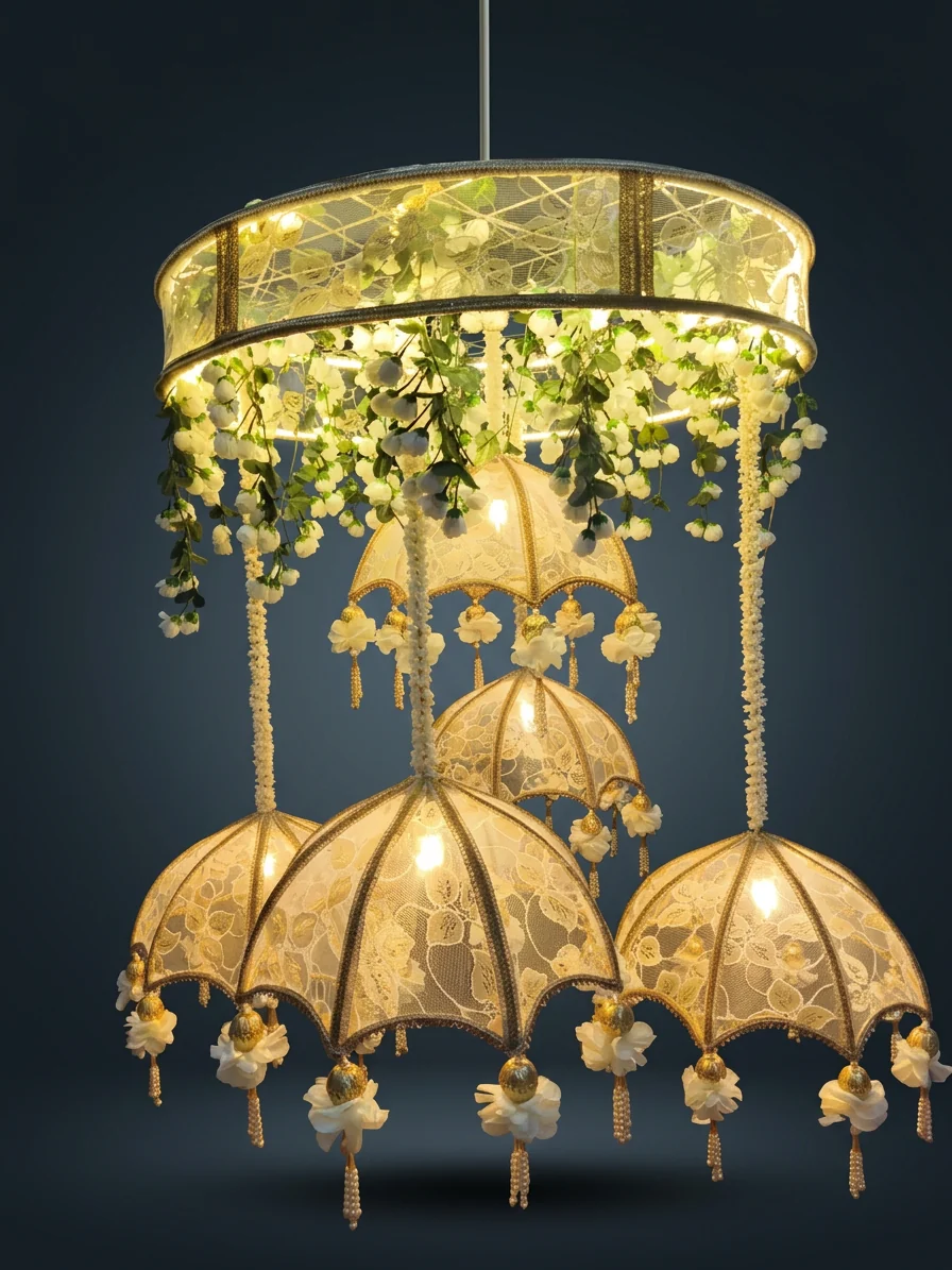 Golden Umbrella Cluster Chandelier