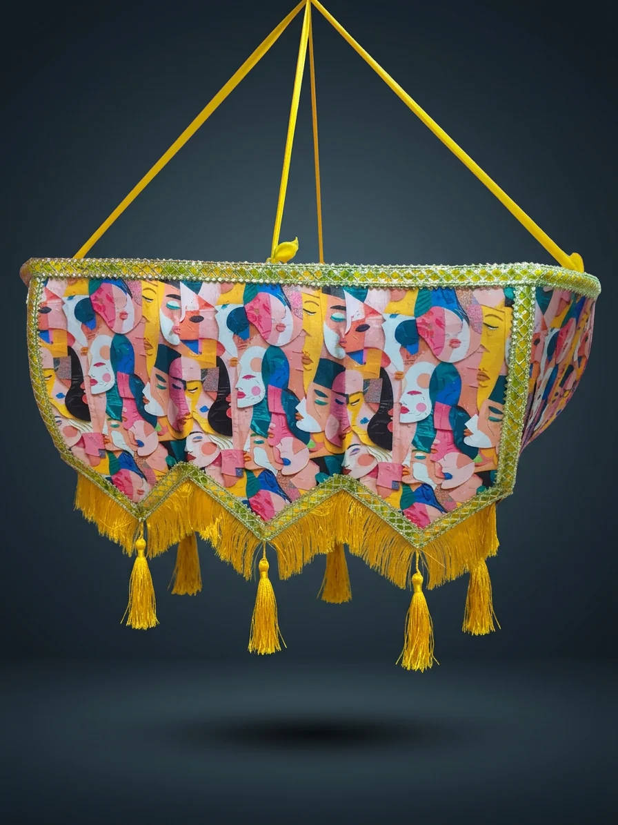 Pink Floral Fringe Chandelier