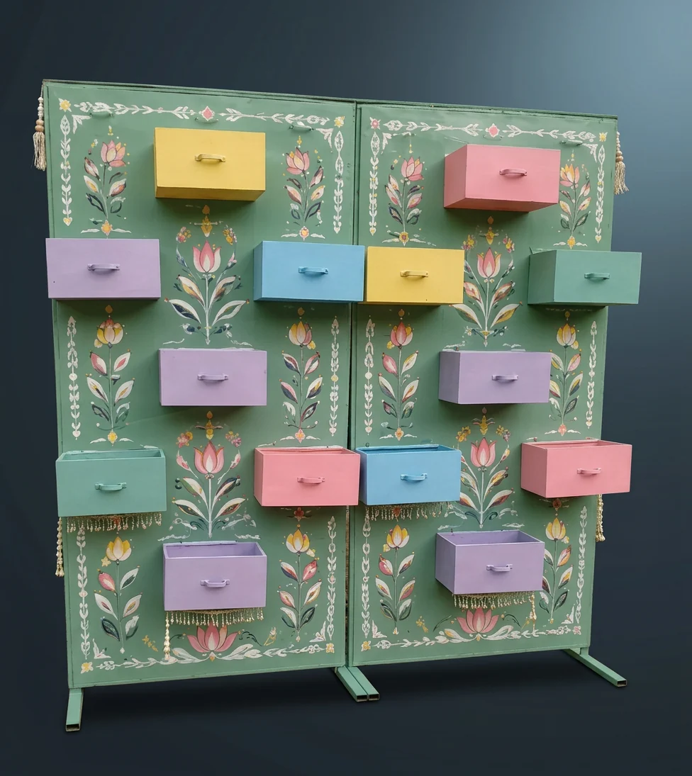 Green Pastel Drawer Backdrop Panel
