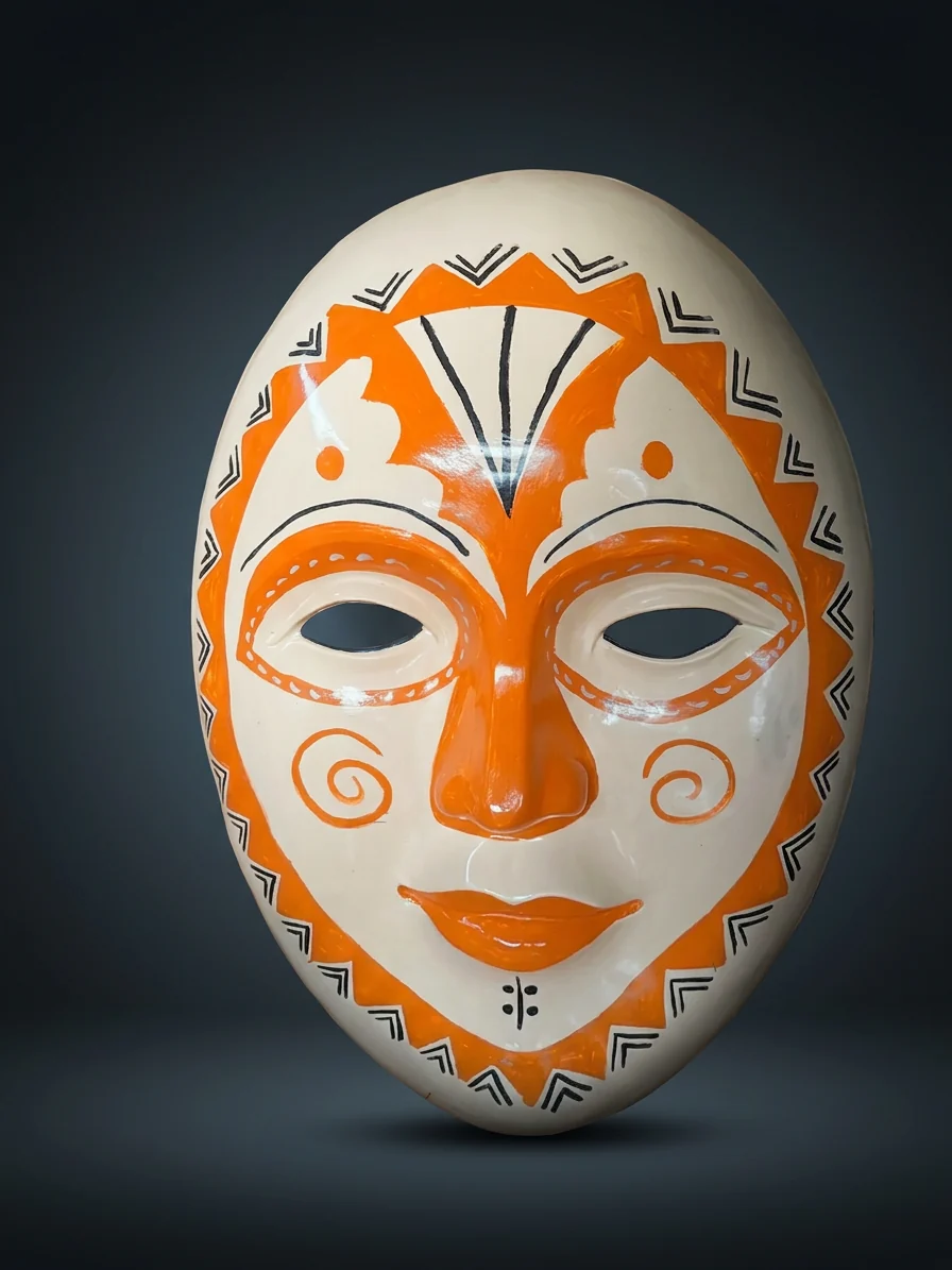 Orange Tribal Face Mask