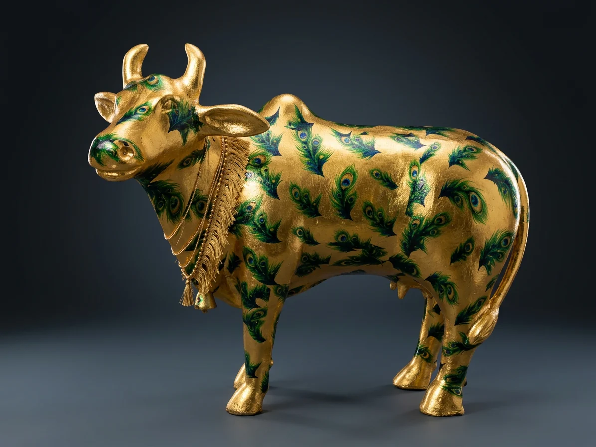 Golden Painted Bull Statue